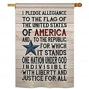 Breeze Decor BD-PA-H-111085-IP-BO-D-US18-SB 28 x 40 in. Pledge of Allegiance Americana Patriotic Impressions Decorative Vertical Double Sided House Flag