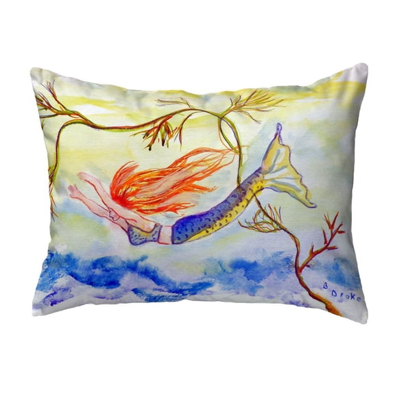 Betsy Drake Interiors Diving Mermaid No Cord Pillow 16x20