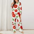 thumbnail image 2 of Pofeuu Fresh Red Tomato Print Womens Pajamas Set Long Sleeve Sleepwear Button Down Nightwear Soft Pj Lounge Sets Button Down Pajamas Women-XX-Large, 2 of 7