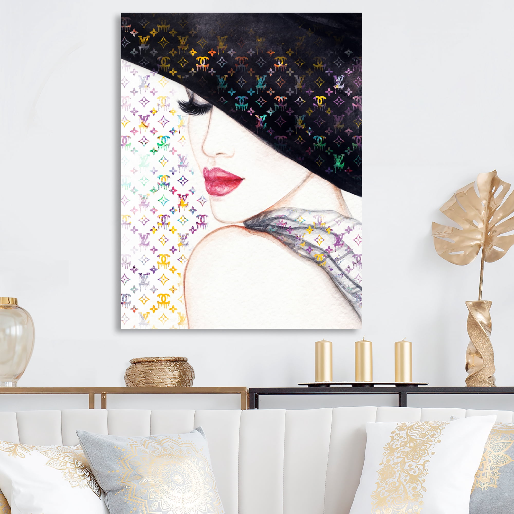 Designart Luxurious Female Portrait With Hat I Canvas Wall Art