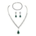 thumbnail image 2 of Yesbay 3 Pcs/Set Women Jewelry Set Necklace Bracelet Earrings Prom Wedding Party Bride Water Drop Dangle Earrings s Neck Jewelryy, 2 of 8