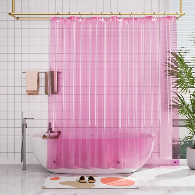 AmazerBath Forro para cortina de ducha, 72 x 72, forro transparente para cortina de ducha, forro de plástico impermeable, linda cortina de ducha ligera de PEVA para baño con 3 imanes y 12 ojales de me