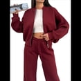 thumbnail image 2 of Conjuntos de Salón para Mujer, Conjunto Deportivo de 2 Piezas, Sudadera, Pantalón Deportivo de Pierna , Conjunto Deportivo A Juego Vino Tinto XXL, 2 of 9