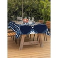 thumbnail image 4 of 60x120 Inch Outdoor Tablecloth with Umbrella Hole Zipper Rectangle Blue Boho Rectangular Tablecloths Outside Waterproof Aztec Southwest Abstract Geometric Motifs Patio Table Cover for Picnic Party, 4 of 8