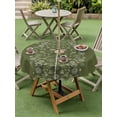thumbnail image 3 of Outdoor Tablecloth with Umbrella Hole and Zipper, Japanese Round Table Cloth 54 Inch Waterproof Tablecloth, Green Rustic Retro Pastoral Floral Leaves Picnic Table Cover for Patio Camping, 3 of 7
