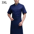 thumbnail image 2 of Abrigo de chef de verano Botones de uniforme del chef de poliéster con bolsillos delanteros Traje de catering Moda suministros de cocina para cafetería azul 3xl Scienceny LF000330-23, 2 of 7