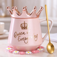 thumbnail image 6 of Farcauo Pink Queen of Everything Mug with Lid Cute Pink Cup with Crown Tea Coffee Mugs Gift with Spoon & Coaster 12 oz Ceramic Cups Birthday Gifts for Women Girls Mom Friend Mothers Day Gifts for Mom, 6 of 9