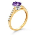 thumbnail image 3 of Gem Stone King 10K Yellow and White Gold Purple Amethyst and White Lab Grown Diamond Engagement Ring for Women (1.33 Cttw, Oval 8X6MM, Gemstone February Birthstone, Size 6), 3 of 4