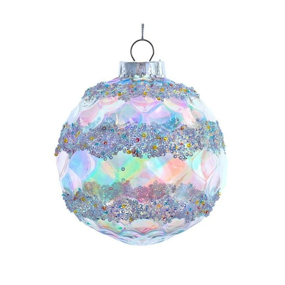 150MM Plastic Glittered Iridescent Ball Ornament