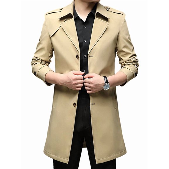 Men'S Versatile Trench Coat for Spring, Autumn, and Winter - Stylish and Functional Khaki M