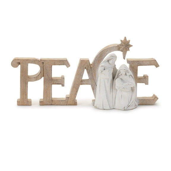 Melrose 95626DS 10 x 4.75 in. Resin Peace with Holy Family, Beige & Brown