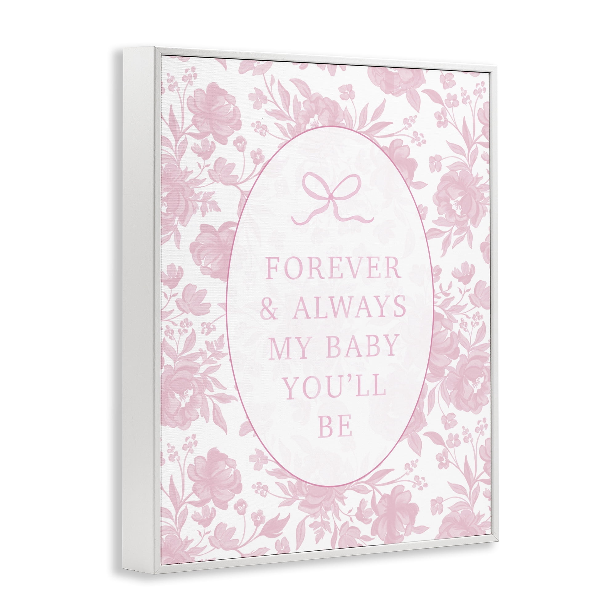 Stupell Industries Forever and Always Pink Florals White Framed Giclee Art, design by Cherrywood Lane