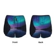 thumbnail image 3 of Gukieu Night At Lake Aurora Print Women's Sports Shorts with Drawstring Elastic Waistband for Running, Yoga, Fitness-Medium, 3 of 7