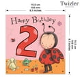 thumbnail image 3 of Twizler 2nd Birthday Card for Girls - Ladybug - Children's Age 2 Happy Birthday Greeting Card for Daughter Granddaughter Niece Kids, 3 of 5
