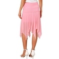 thumbnail image 3 of INSPIRE CHIC Women's Halloween Asymmetrical High Waisted Ruched Flowy Mesh Midi Skirts M Pink, 3 of 6
