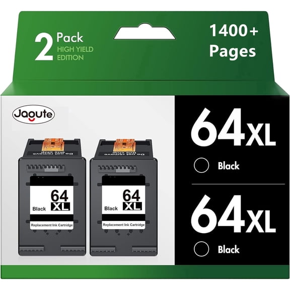 64xl Ink Cartridge Compatible for HP 64 64xl Black High-Yield Ink Cartridges Work with Envy Photo 7858 7855 7155 6252 Envy Inspire 7255e 7955e Tango Series, 2-Black