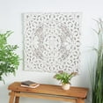 thumbnail image 3 of DecMode Traditional Wood Square White Handmade Wall Décor with Carved Mandala Design, 36"W x 36"H, 3 of 14