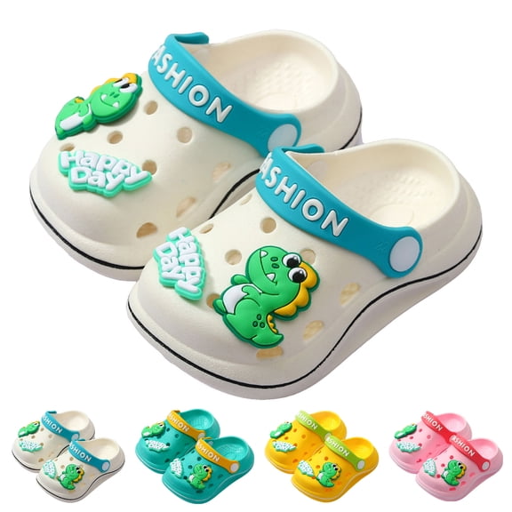 WUANDIXFA Toddler Shoes Clogs Slide Sandals for Kids Unisex for Girls and Boys Garden Shoes Cartoon Slides Slip-Resistance Slippers (Dark Green, 11.5)