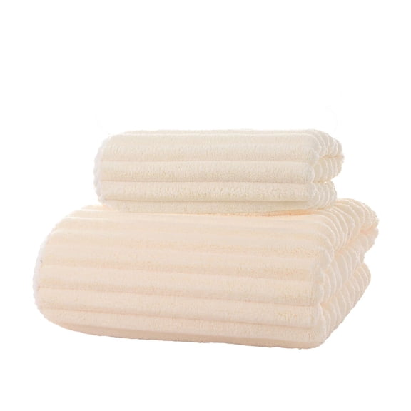 Plush Soft Absorbent Towel Set for Bath, Home, Travel – 2-Piece Thickened Velvet Waffle Bath Towels with Elegant Binding, Quick-Dry & Durable Design for Everyday Use