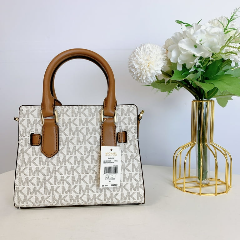 Michael Kors Crossbody Purse Leather shops Mini Bag Hamilton Vanilla White Gold Chain