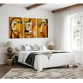 thumbnail image 4 of 3 Pcs Abstract Gold Geometric Boho Canvas Wall Art Mid Century Modern Minimalist Aesthetic Luxury Metal Artwork Pictures Wall Decor Posters Prints for Living room Bedroom Office Home Decoration, 4 of 7