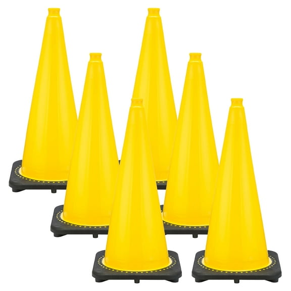 28 Inch Yellow Traffic Cones (6 Pk)