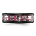 thumbnail image 3 of Chisel Stainless Steel Polished  Black IP-plated Skulls with Pink Carbon Fiber Inlay 8mm Band, 3 of 5
