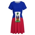 thumbnail image 4 of Haiti Flag Short Sleeve Dress Women Summer Evening Dresses Ladies Sundress, 4 of 7