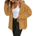 thumbnail image 3 of Fantaslook Denim Jackets for Women Trendy Frayed Hem Shackets Casual Button Up Jean Jacket Coats, 3 of 8