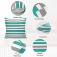 thumbnail image 5 of Decorative Throw Pillow Covers 20x20 Inch Set of 2 Turquoise, White and Grey Stripes Home Decor Pillow Cases for Couch, Striped Pattern Cushion Case for Living Room Bedroom Bed Car Chair, 5 of 9