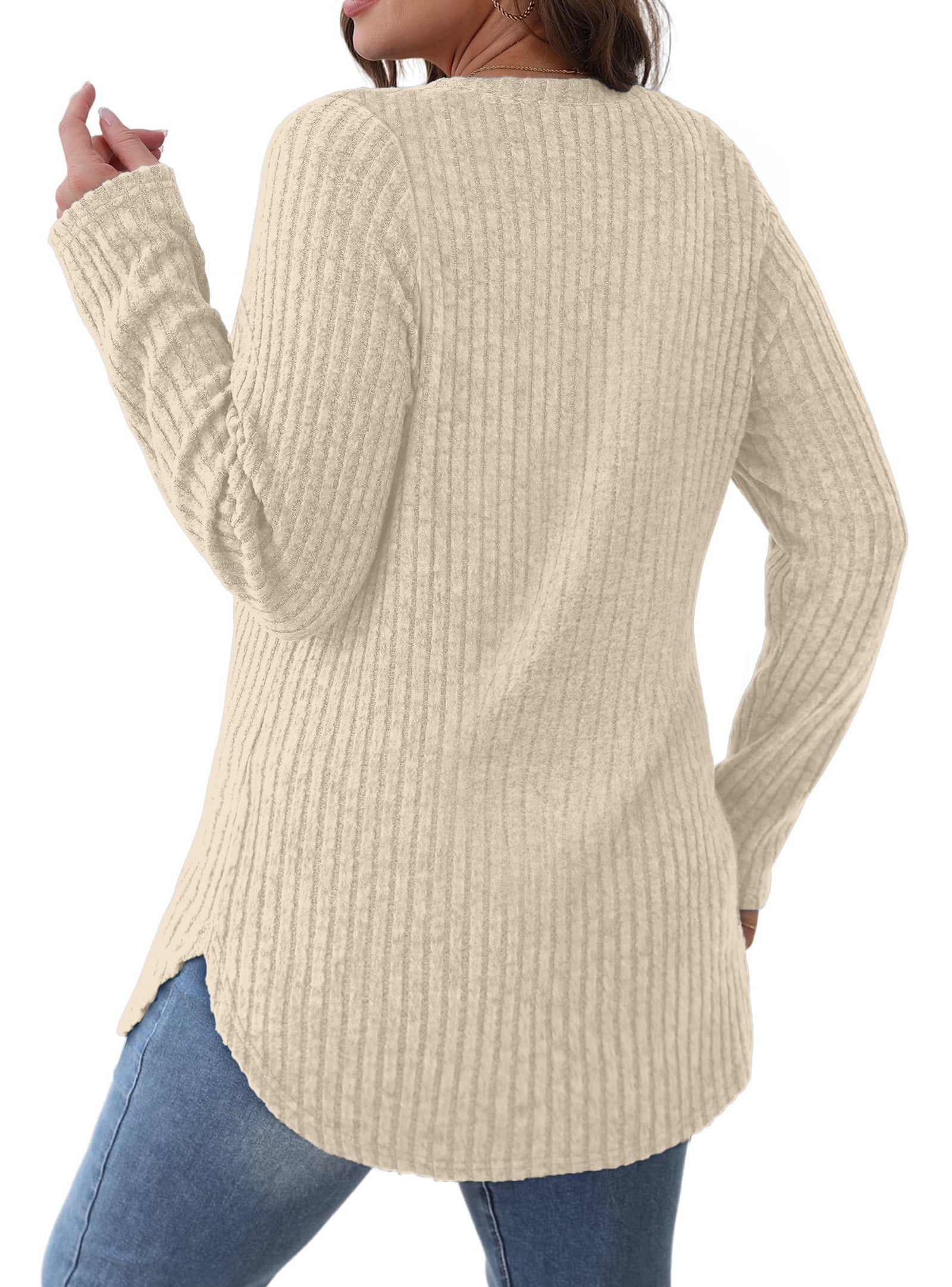 Fantaslook Long Sleeve Shirts for Women Casual Tunic Tops Dressy Crew Neck Pullover Fall Lightweight Sweaters for Women