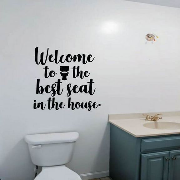 Welcome To The Best Seat In The House - Bathroom Quote Vinyl Wall Art Sticker Decal Home Rest Room Comfort Room Decoration Signage Ladies Gentlemen Toilet Room Wall Design Reminder Size(20x20 inch)