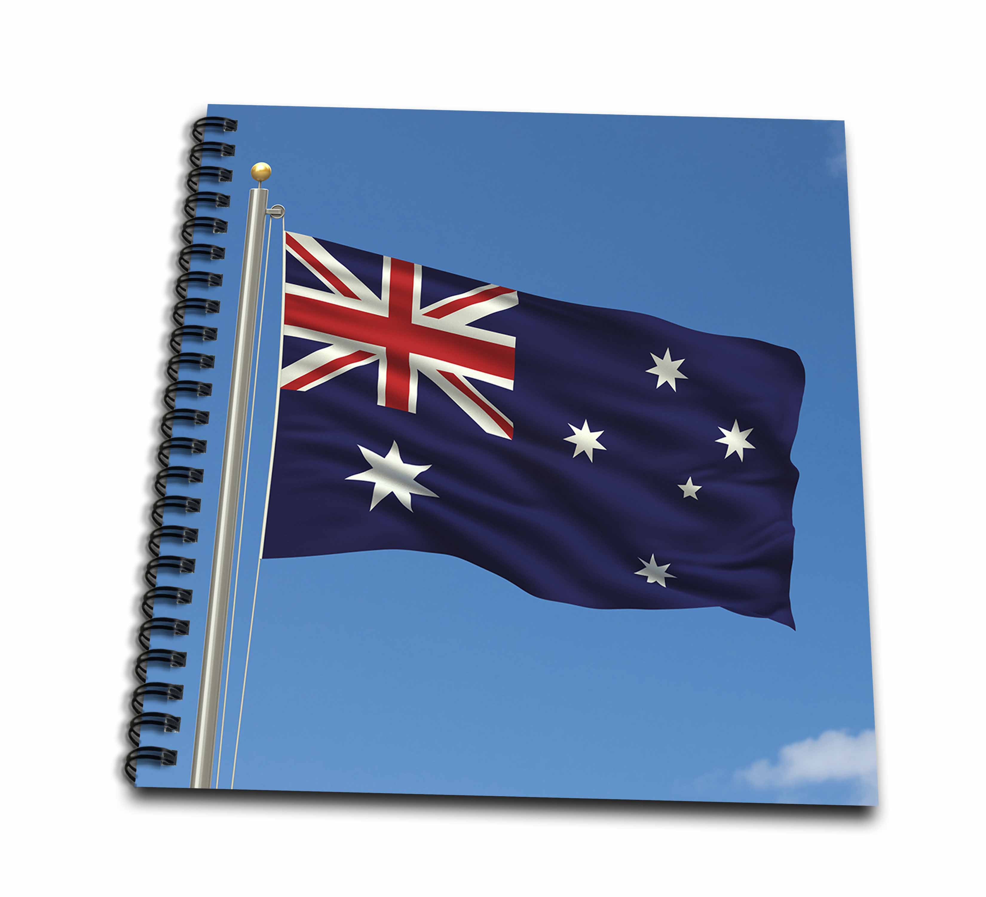 3drose Flag Of Australia On A Flag Pole With Blue Sky Australian Memory Book 12 By 12 Inch Walmart Com