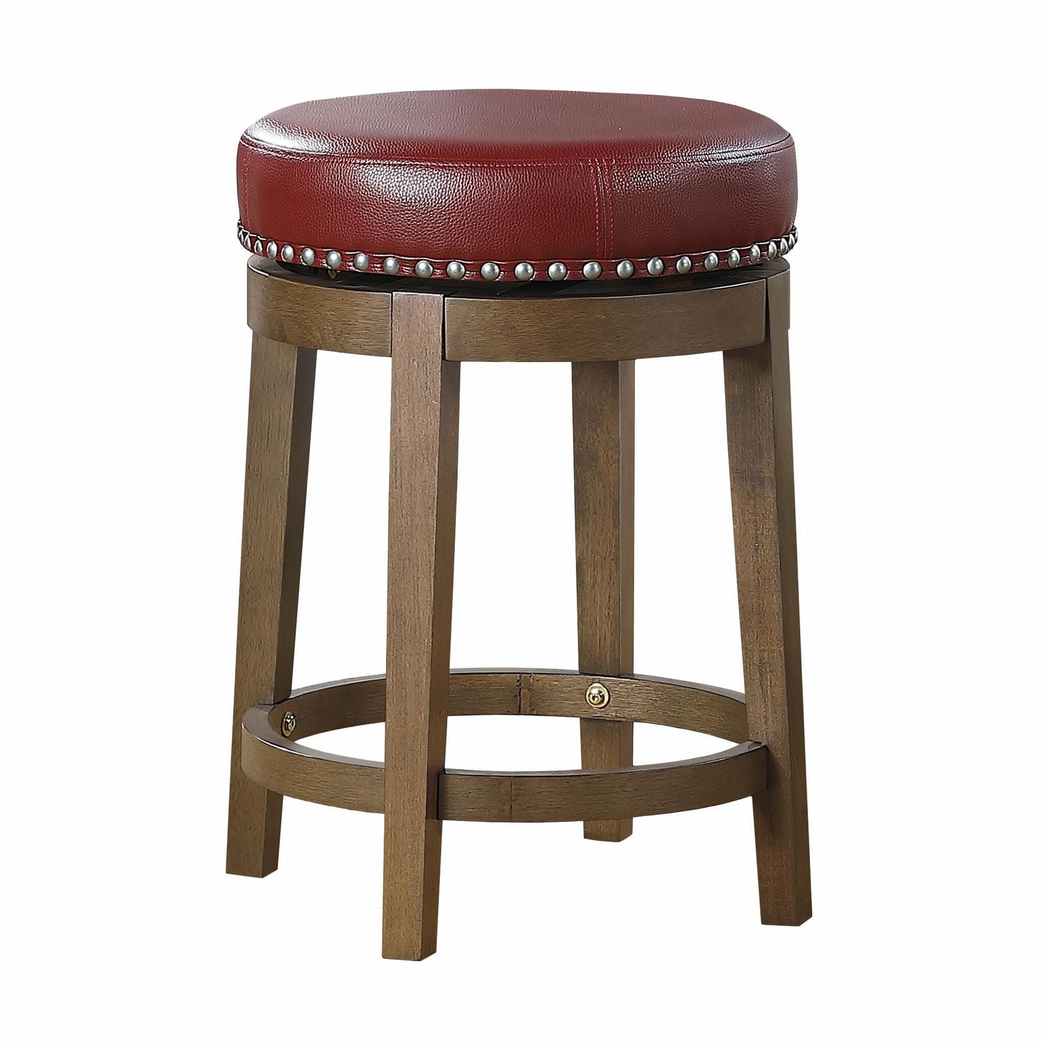 Topline Home Furnishings Round Swivel Counter Height Stool, Faux Leather