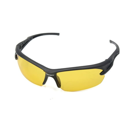 Wind Sand Resistant Black Half Frame Yellow Lens Sports MTB Bicycle