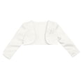 thumbnail image 3 of zdhoor Kids Girls Long Sleeves Bolero Jacket Shrug Short Cardigan Sweater Wedding Prom Dress Cover Up Ivory 140, 3 of 6