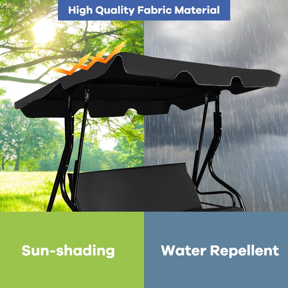Aimee Lii 3 Seats Patio Canopy Swing, Swing Chair Outdoor, Black Aimee Lii 3 Seats Patio Canopy Swing, Swing Chair Outdoor, Black