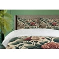 thumbnail image 4 of Ambesonne Leopard Duvet Cover Set, Roses Leaves Wild Animals, Queen, Peacock Green and Caramel, 4 of 6