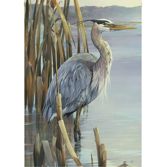 Premier Illuminated Garden Flag - Peaceful Blue Heron