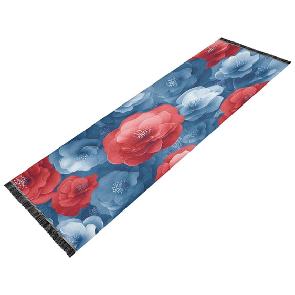 Runner Rug Classical Blue and Red Blossom Pattern Style Pattern 72x23.5 indoor Washable Runner Rug