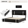 thumbnail image 7 of Homfa Queen Bed Frame with LED Headboard & Charge Station & 2 Storage Drawers, PU Leather Upholstery Adjustable Platform Bed Frame, Black, 7 of 7