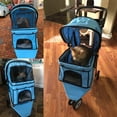 thumbnail image 5 of YRLLENSDAN Pet Stroller for Small Dog 10 lbs All Terrain Dog Stroller for Medium Dog 30 lbs Cat Stroller for 2 Cats Doggy Puppy Stroller with Furry Pad Portable Dog Cart with Wheels,Blue, 5 of 9