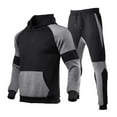 thumbnail image 1 of fartey Hoodies Tracksuit Sweatsuits for Men Raglan Hooded Pullover Tops and Pant Athletic Track Suits With 3 Pockets Jogging Outdoor 2 Piece Outfit, 1 of 3