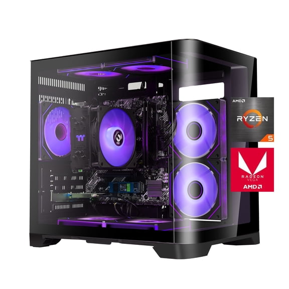 YEAH MAGIC Astral S1 Gaming Desktop AMD Ryzen 5 5600GT 3.9GHz 16GB(8G*2) DDR4 3200 1T NVME SSD ARGB 7 Fans Win 11 Home Gamer Desktop Computer Office Work WIFI 6 650W Gold PSU Black