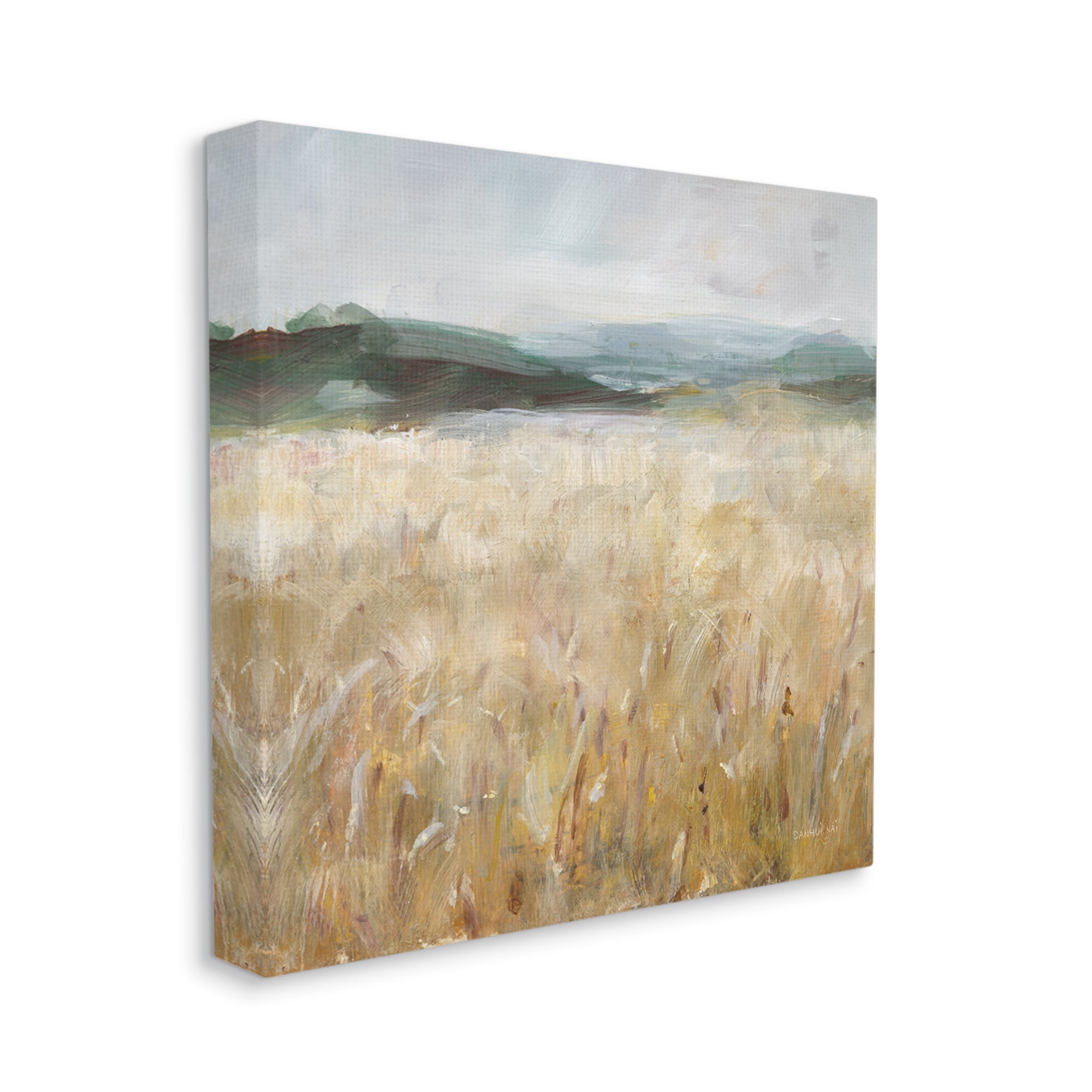 Stupell Industries Wheat Field Landscape Landscape Painting Gallery Wrapped Canvas Art Print Wall Art, 17 x 17