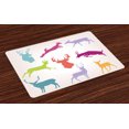 thumbnail image 1 of Ambesonne Deer Place Mats Set of 4, Colorful Jumping Animals, Standard Size, Green Teal, 1 of 4