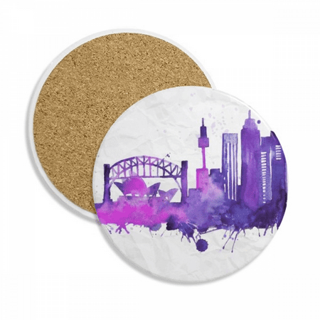 

Australia Sydney Opera House Watercolor Coaster Cup Mug Tabletop Protection Absorbent Stone