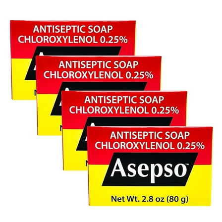 Asepso Antibacterial Bar Soaps, Original Scent, 4 Pack, 80g/2.8 oz Each, Deodorizing, Clearing