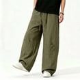 thumbnail image 4 of Atkumj Linen Pants Men with Pockets Fashion Elastic Waist Drawstring Pants Casual Solid Color Straight Leg Men Trousers Pants for Daily Wear S, 4 of 9