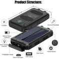 thumbnail image 3 of 32000mAh Solar Charger for Cell Phone iPhone, Portable Solar Power Bank with Dual 5V USB Ports, 2 LED Light Flashlight, Compass Battery Pack for Outdoor Camping Hiking(Black), 3 of 7